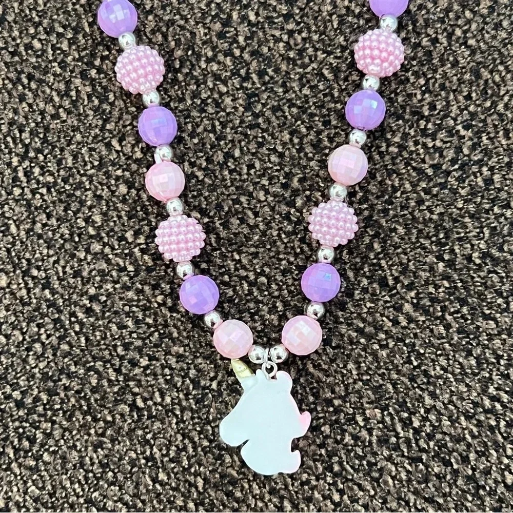 Unicorn Charm Beaded Necklace for Little Girls Children Jewelry Kids Gift